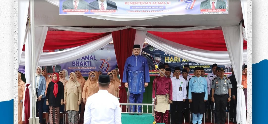 Kepala dan Guru MIN 4 Tebo Hadiri Upacara Peringatan HAB ke-79  di Kantor Kemenag Tebo