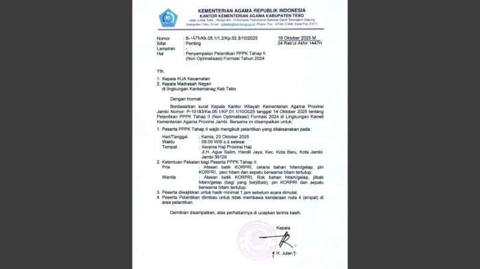 Staf MIN 4 Tebo Siap Hadiri Pelantikan PPPK Tahap II di Jambi Staf MIN 4 Tebo Siap Hadiri Pelantikan PPPK Tahap II di Jambi