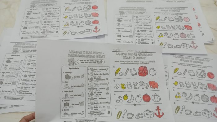Uji Pemahaman Matematika Kelas 2B MIN 4 Tebo: Membandingkan Berat Benda dengan Mewarnai dan Mengisi Lembar Kerja Uji Pemahaman Matematika Kelas 2B MIN 4 Tebo: Membandingkan Berat Benda dengan Mewarnai dan Mengisi Lembar Kerja