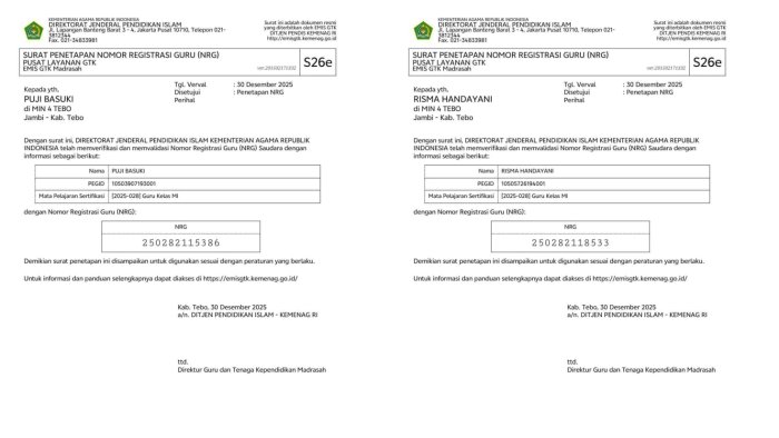 NRG Dua Guru MIN 4 Tebo Telah Terbit di EMISGTK