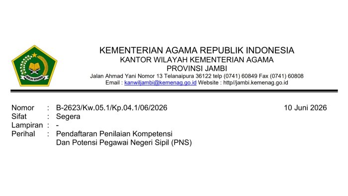 Kanwil Kemenag Jambi Buka Pendaftaran Penilaian Kompetensi PNS Mandiri Kanwil Kemenag Jambi Buka Pendaftaran Penilaian Kompetensi PNS Mandiri