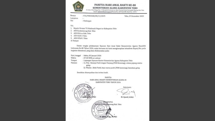 Dua Guru MIN 4 Tebo Siap Terima Satyalancana Karyasatya di Upacara HAB Kemenag Dua Guru MIN 4 Tebo Siap Terima Satyalancana Karyasatya di Upacara HAB Kemenag