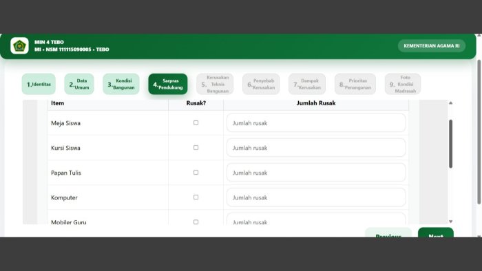 Respons Cepat Instruksi Pusat, MIN 4 Tebo Perbarui Data Sarana Prasarana di Aplikasi SimSarpras