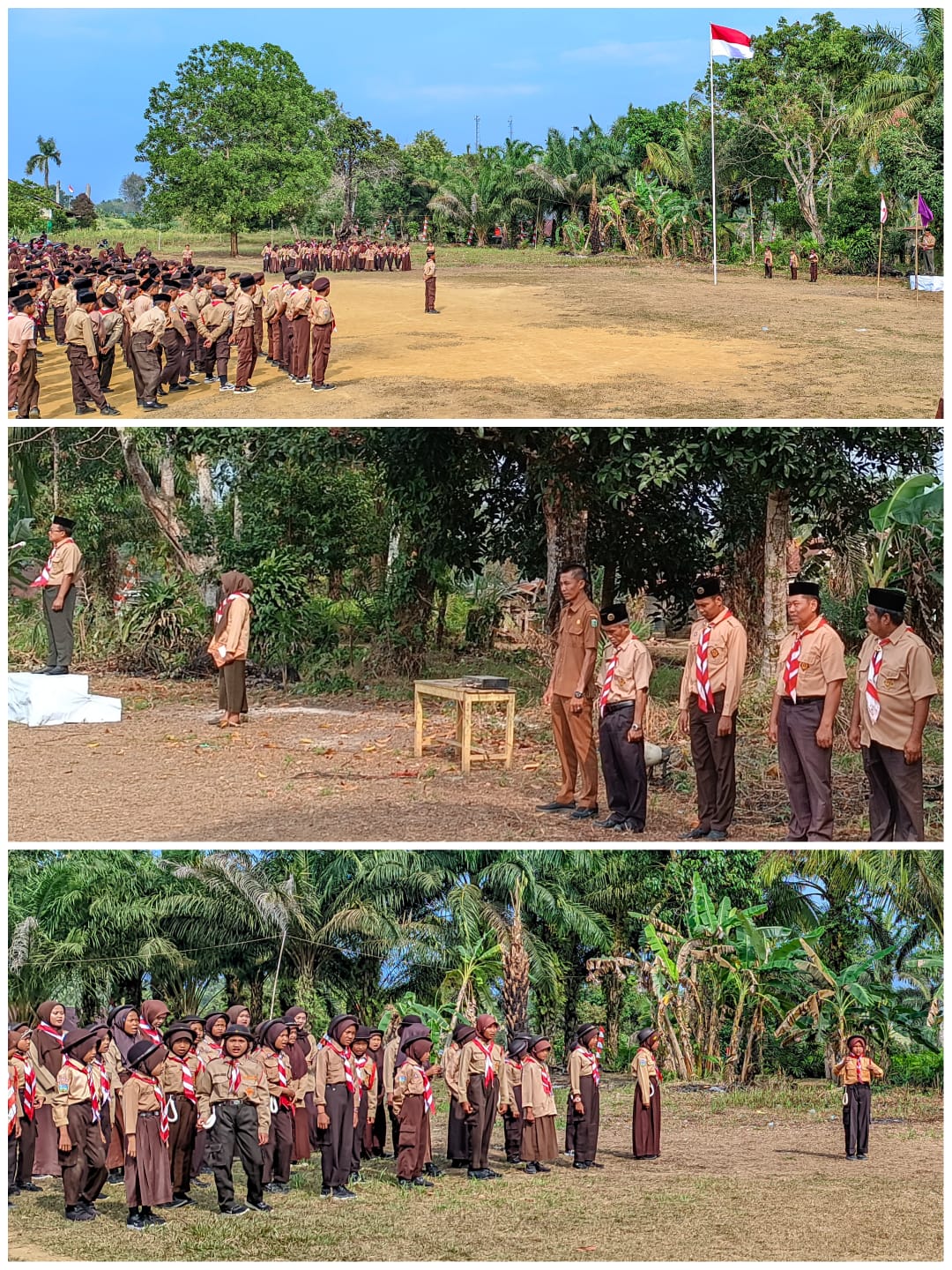 Semangat Pramuka Menyatu dengan Kemerdekaan: Siswa MIN 4 Tebo Pimpin Upacara di Desa Jaya Mulya