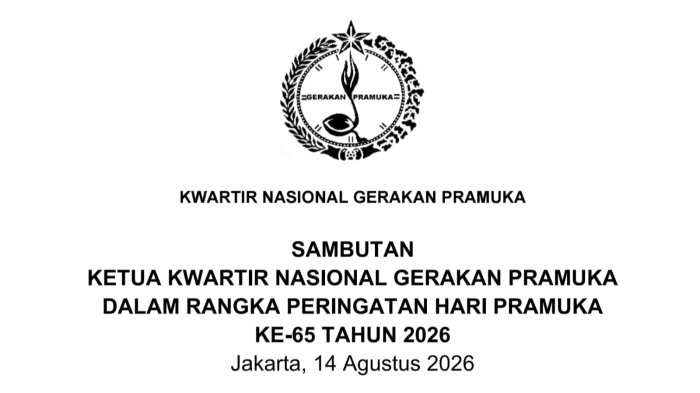 Download Naskah Sambutan Ketua Kwarnas Hari Pramuka ke-65 Tahun 2026 Resmi