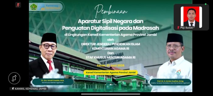 MIN 4 Tebo Ikuti Zoom Pembinaan Dirjen Pendis, Digitalisasi Madrasah Jadi Sorotan