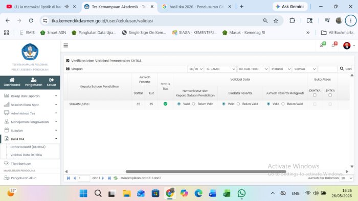 Hasil TKA SD/MI 2026 Mulai Diumumkan, Operator MIN 4 Tebo Terima Data Valid Peserta